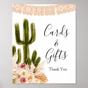 Poster Boho Cactus Fleurs Roses Pampas Cartes Grasses & C