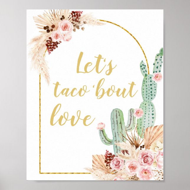 Poster Boho Cactus Taco 'sur la Fête des mariées d'amour (Devant)