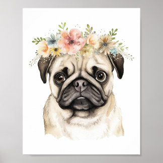 Poster Boho Carlin Fleur  Couronne aquarelle