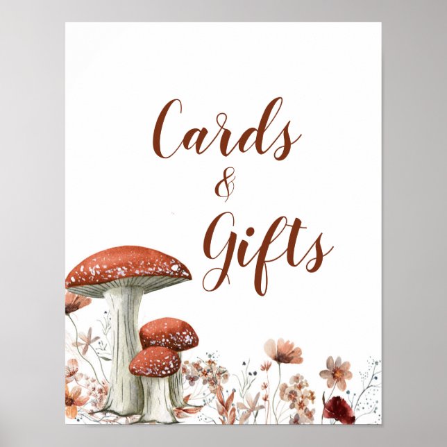 Poster Boho Champignon Floral Cartes & Cadeaux (Devant)