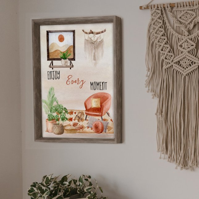 Poster Boho Chic Accueil Citation Profitez de chaque inst (Créateur téléchargé)