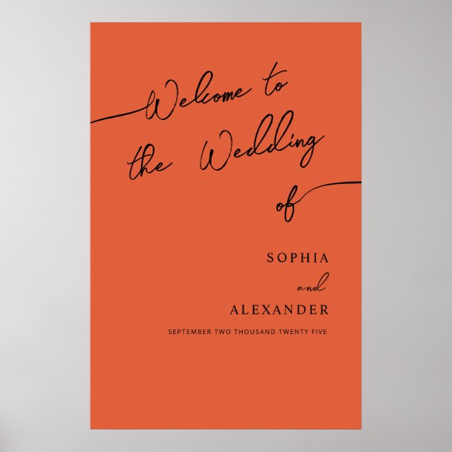 Poster Boho Chic Mariage Acrylique Signal Bienvenue. (Devant)