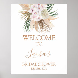 Poster Boho chic Palmiers séchés signe de bienvenue