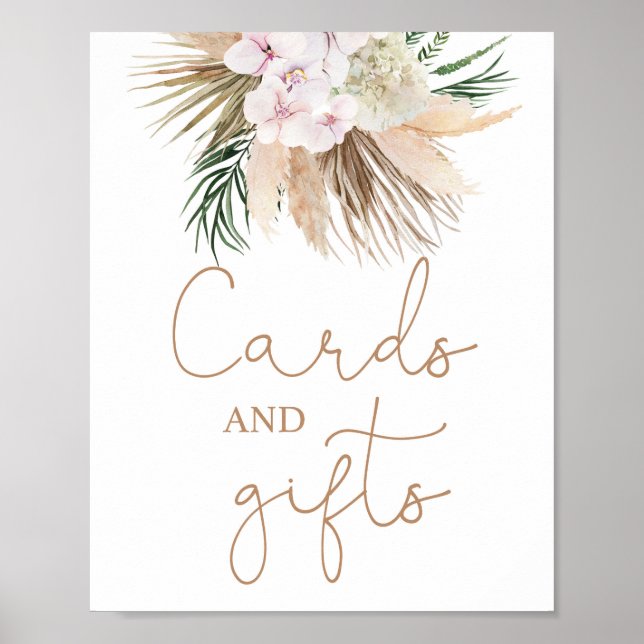 Poster Boho chic Palms séchés Cartes et signes cadeaux (Devant)