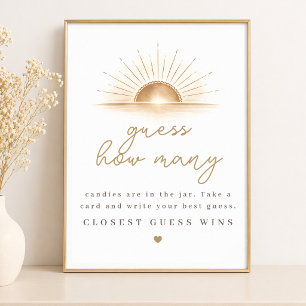 Poster Boho Chic Soleil Neutre Baby Shower Devinez Combie