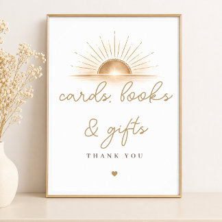 Poster Boho Chic Sunshine Baby Shower Books Gifts Sign