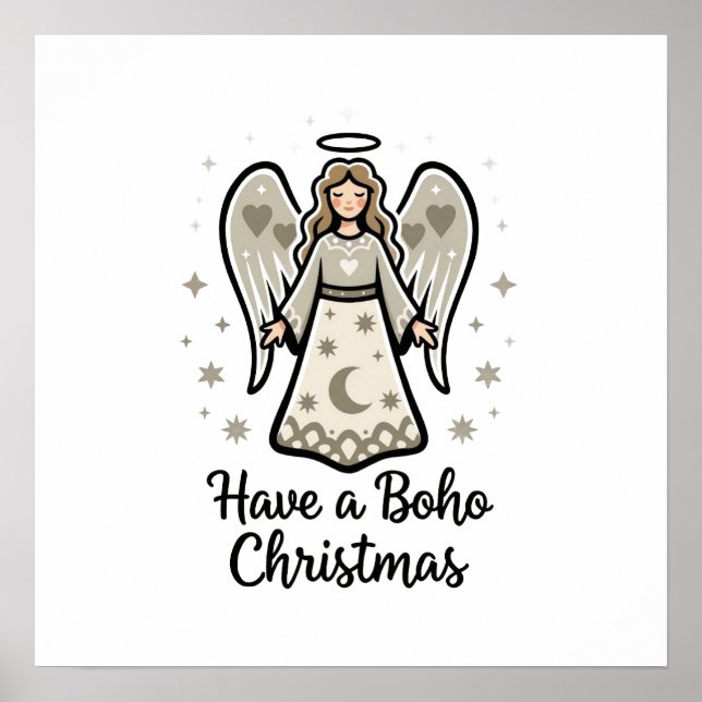 Poster Boho Christmas Angel  (Devant)
