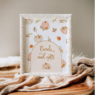 Poster Boho chute or citrouilles fleuris cartes et cadeau