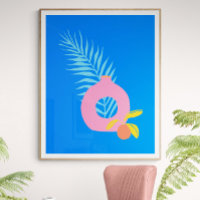 Boho coloré Botanical Fruit Art en bleu
