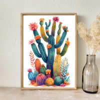 Boho Coloré Desert Cactus Art