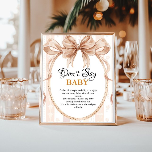Poster Boho coutie tarte ne pas dire le baby shower bébé  (Créateur téléchargé)