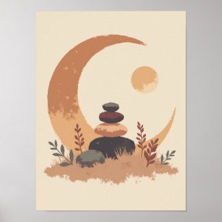 Poster Boho Crescent Moon Art minimaliste