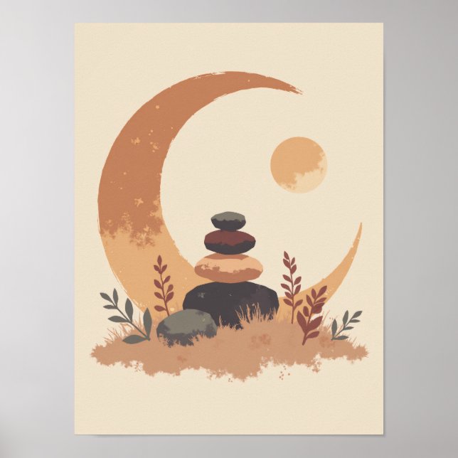 Poster Boho Crescent Moon Art minimaliste (Devant)