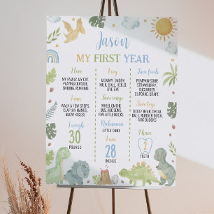 Poster Boho Cute Dinosaures 1er anniversaire Jalon