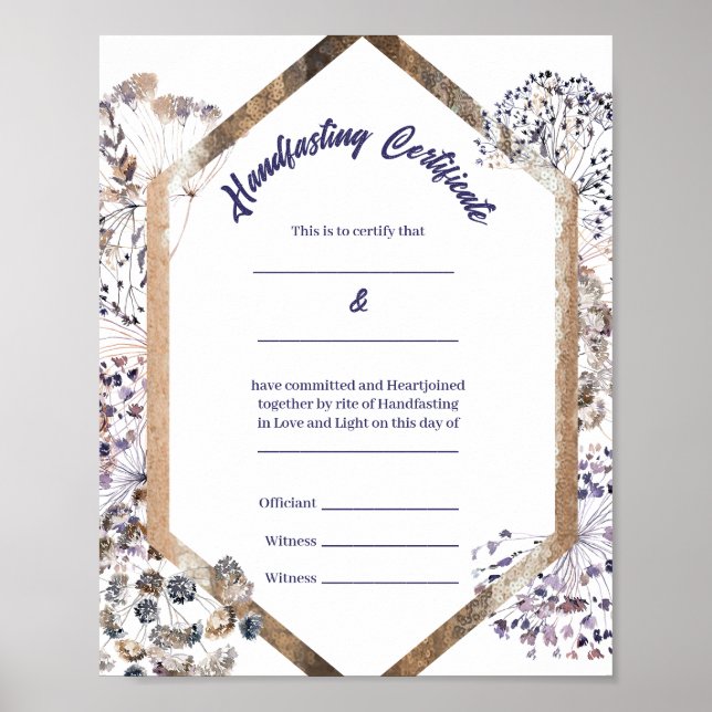 Poster Boho Dandelion Pagan Certificat de jeûne (Devant)
