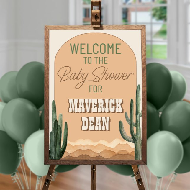 Poster Boho Désert Cactus Sud-Ouest Baby Shower Bienvenue (Créateur téléchargé)