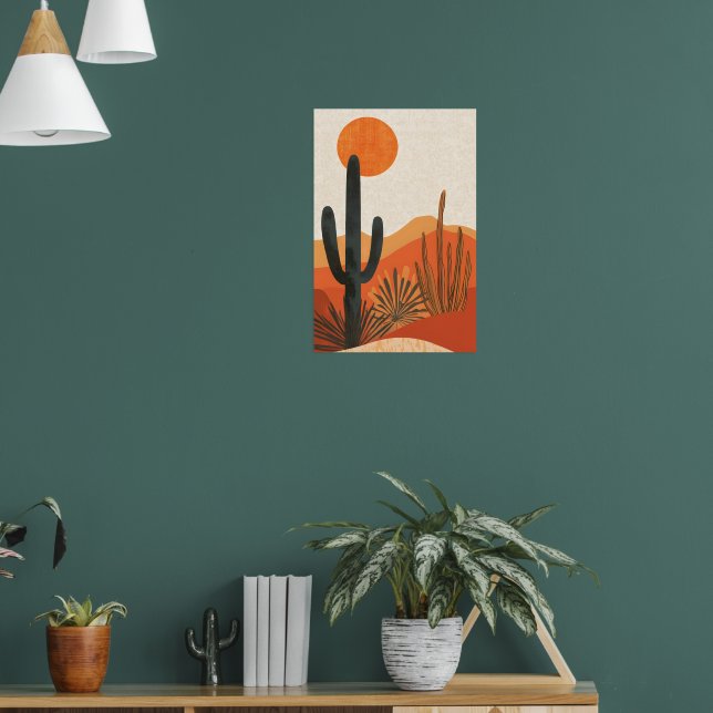 Poster Boho Desert Cactus Sunset Landscape (Salon 1)
