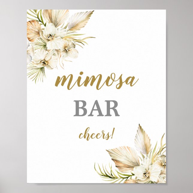 Poster Boho Desert palmiers séchés Mimosa Panneau barre (Devant)