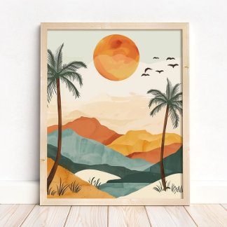 Poster Boho Desert Sunset Landscape Wall Art Print