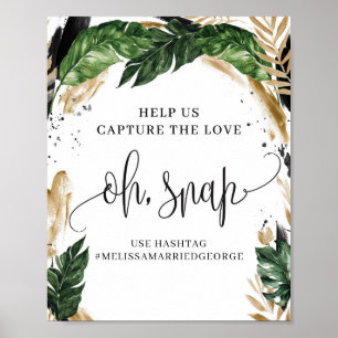 Poster Boho d'été tropical feuilles or oh symbole snap