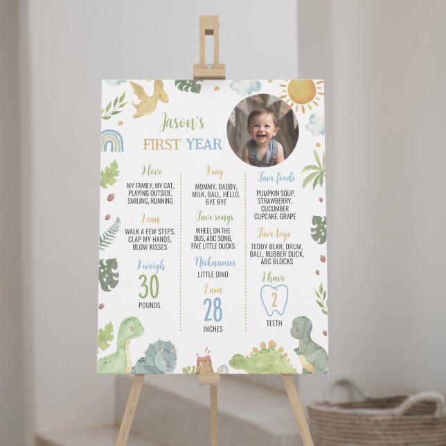 Poster Boho Dinosaur Roue Premier anniversaire Jalon (Créateur téléchargé)