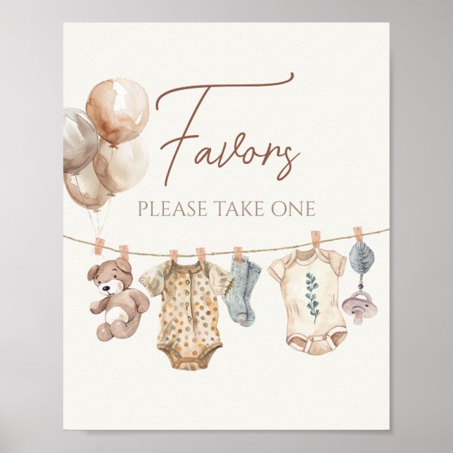 Poster Boho doux Neutral Vêtements de bébé Baby shower Fa (Devant)