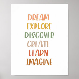 Poster Boho Dream Explorer Découvrir Créer Apprendre Post