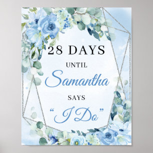 Poster Boho Dusty bleu eucalyptus argent Compte à rebours