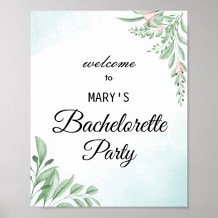 Poster boho dusty blue bachelorette bienvenue
