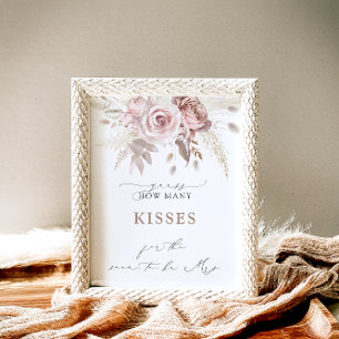 Poster Boho Dusty Rose Combien De Baisers Fête des mariée