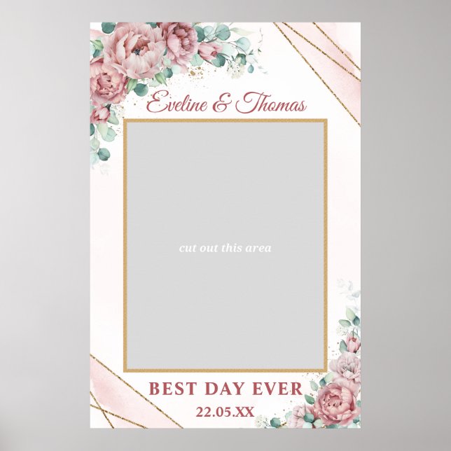 Poster Boho dusty rose floral or mariage photo accessoire (Devant)