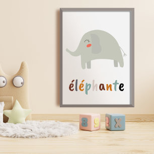 Poster Boho éléphante Nursery Room Wall Art