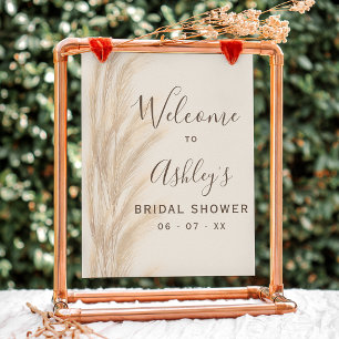 Poster Boho été pampas herbe douche nuptiale bienvenue