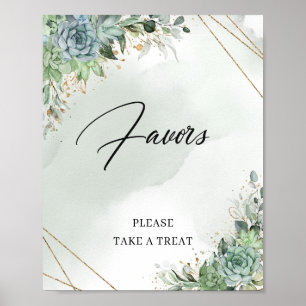 Poster Boho Été succulentes eucalyptus or Cadeaux signe