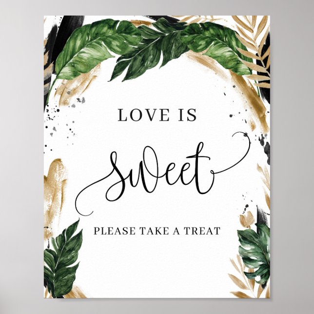 Poster Boho été tropical feuilles amour est signe doux (Devant)