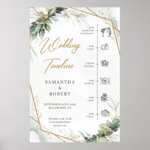 Poster Boho Eucalyptus verdure or mariage Timeline