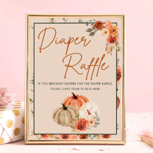 Poster Boho Fall Citrouille Baby shower Déchets Raffle