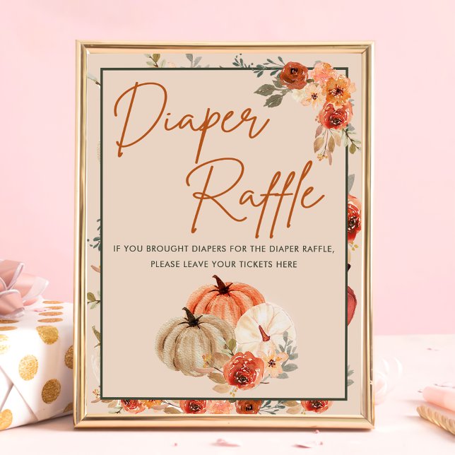 Poster Boho Fall Citrouille Baby shower Déchets Raffle (Créateur téléchargé)