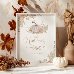 Poster Boho Fall devinez combien de baisers dans le bocal