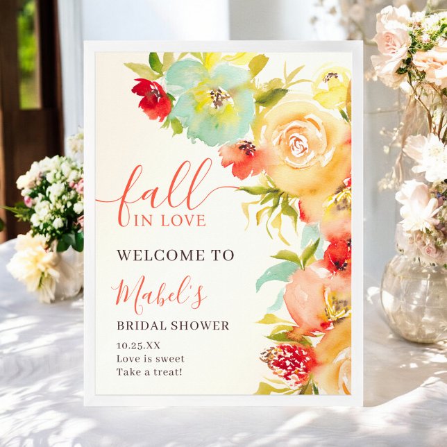 Poster Boho Fall in love fleoral bienvenue nuptiale douch (Boho Fall in love floral welcome bridal shower Poster)