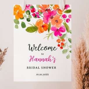 Poster Boho fall orange floral aquarelle bienvenue nuptia