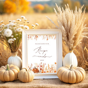 Poster Boho Fall Pumpkin Laissez votre carte de recette i