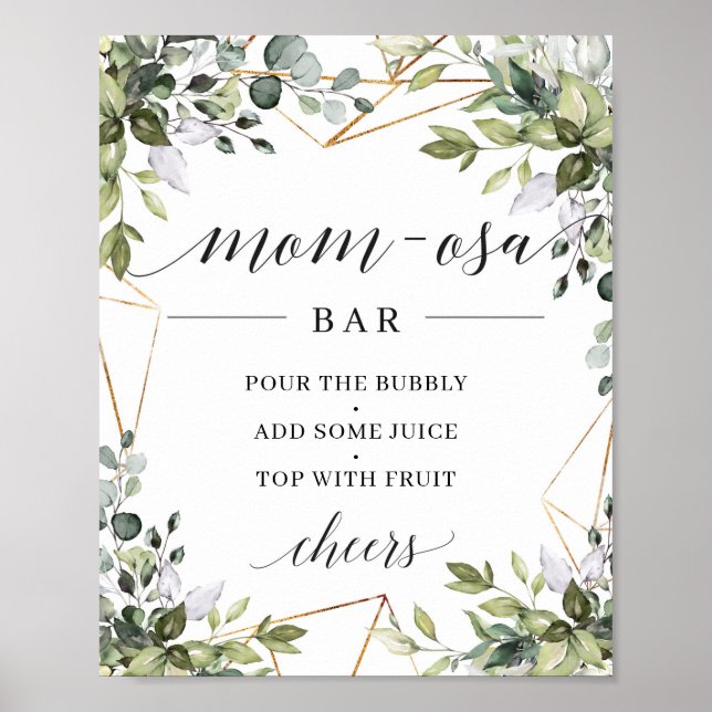Poster Boho feuillage vert eucalyptus mère-osa signe de b (Devant)