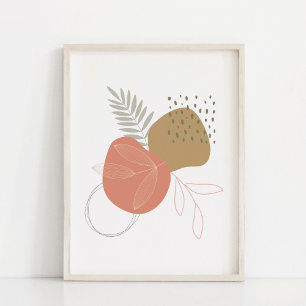 Poster Boho Feuilles botaniques contre les formes Abstrai