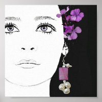 Boho fille avec fleurs violettes mode art