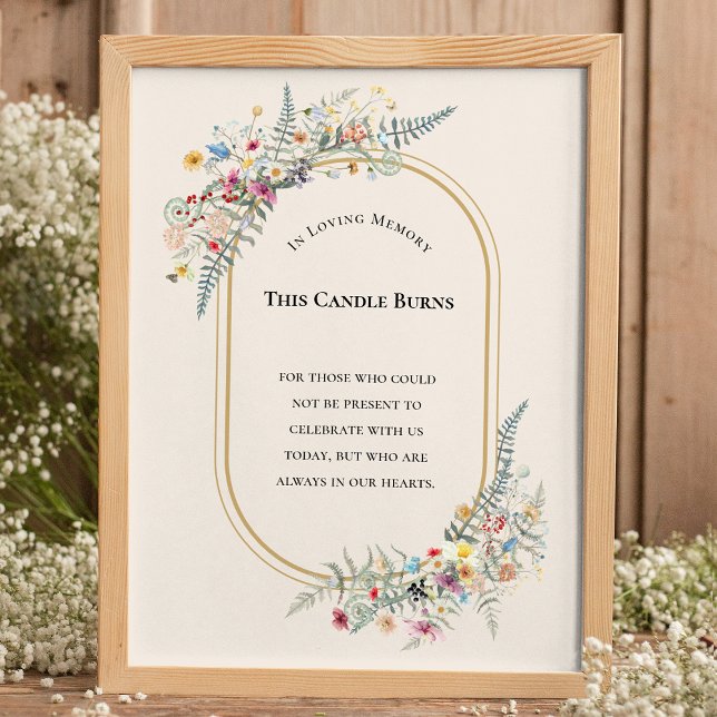 Poster Boho Fleur de Fougère Mariage Cette Bougie Brûle (Créateur téléchargé)