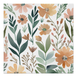 Poster Boho Fleur sauvage Aquarelle Floral Pastel
