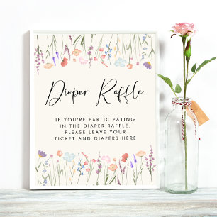Poster Boho Fleur sauvage Déchets Raffle Déposer Baby sho