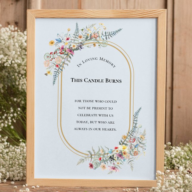 Poster Boho Fleur sauvage Fern Dusty Blue Cette bougie br (Créateur téléchargé)