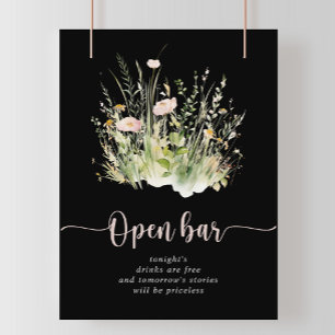 Poster Boho Fleur sauvage noir Mariage ouvert